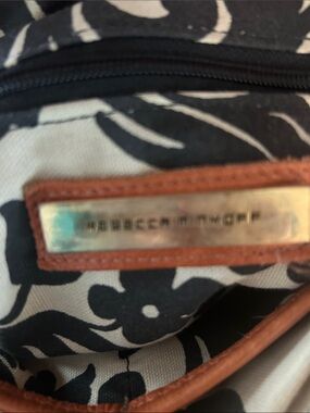 Rebecca Minkoff Orange Leather Exterior Black & Beige Floral Interior